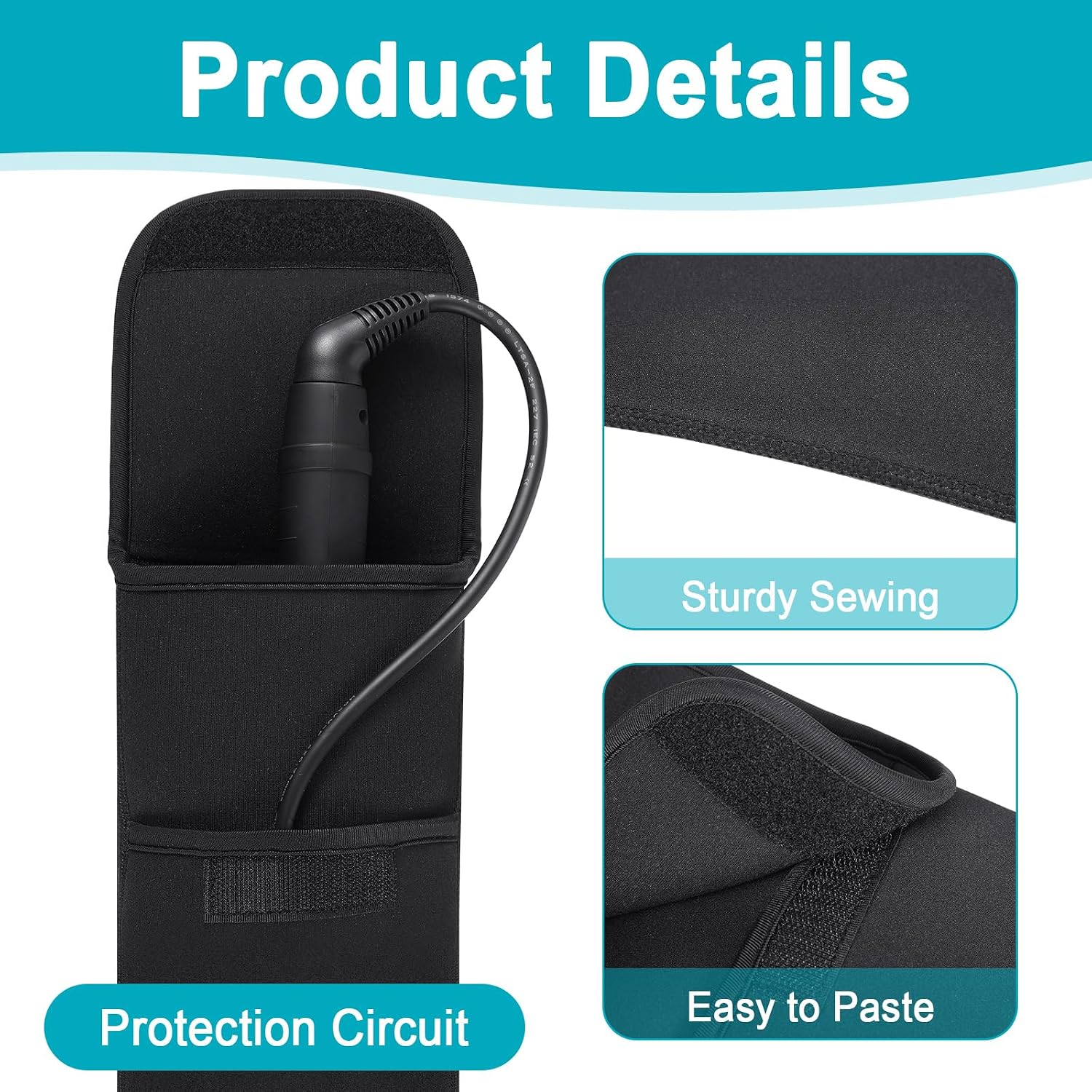 Shappy 2 Pcs Heat Resistant Curling Iron Flat Iron Travel Case,Black