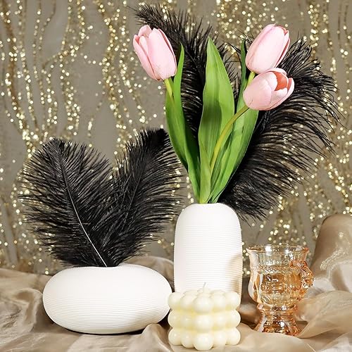 Miniatura 5 de FANDAMEI Plumas de avestruz negro, 12 plumas negras, 10-12 pulgadas (9.8-11.8 in), plumas para manualidades, plumas de manualidades para decoración