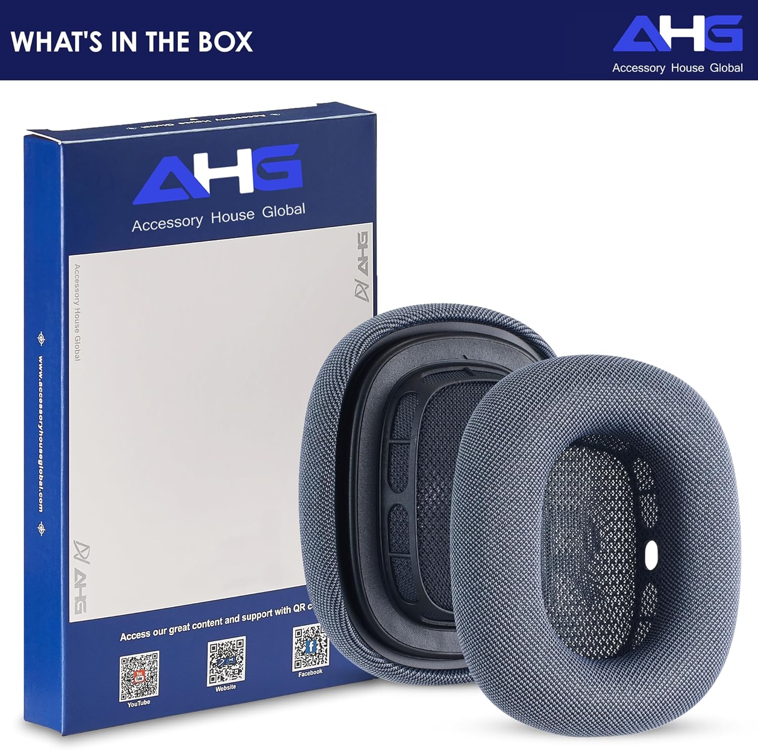 AHG Accessory House Global Upgraded Replacement air pods max Ear Cushions Pads Compatible with Apple AirPods Max Headphones (V2 Midnight 2024). Silicone Lined Mesh/High-Density Foam/Strong Magnet