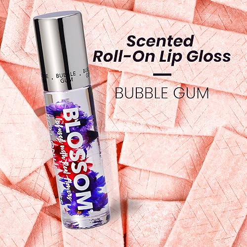 Miniatura 2 de Blossom Roll on Lip Gloss, aceite de labios hidratante transparente perfumado de alto brillo, no pegajoso, infundido con flores reales, fabricado