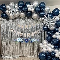 Vista 3 de Kit de guirnalda de globos azul real y plateado, globos azules y plateados, globos azul marino y plateado con globo azul real y plateado