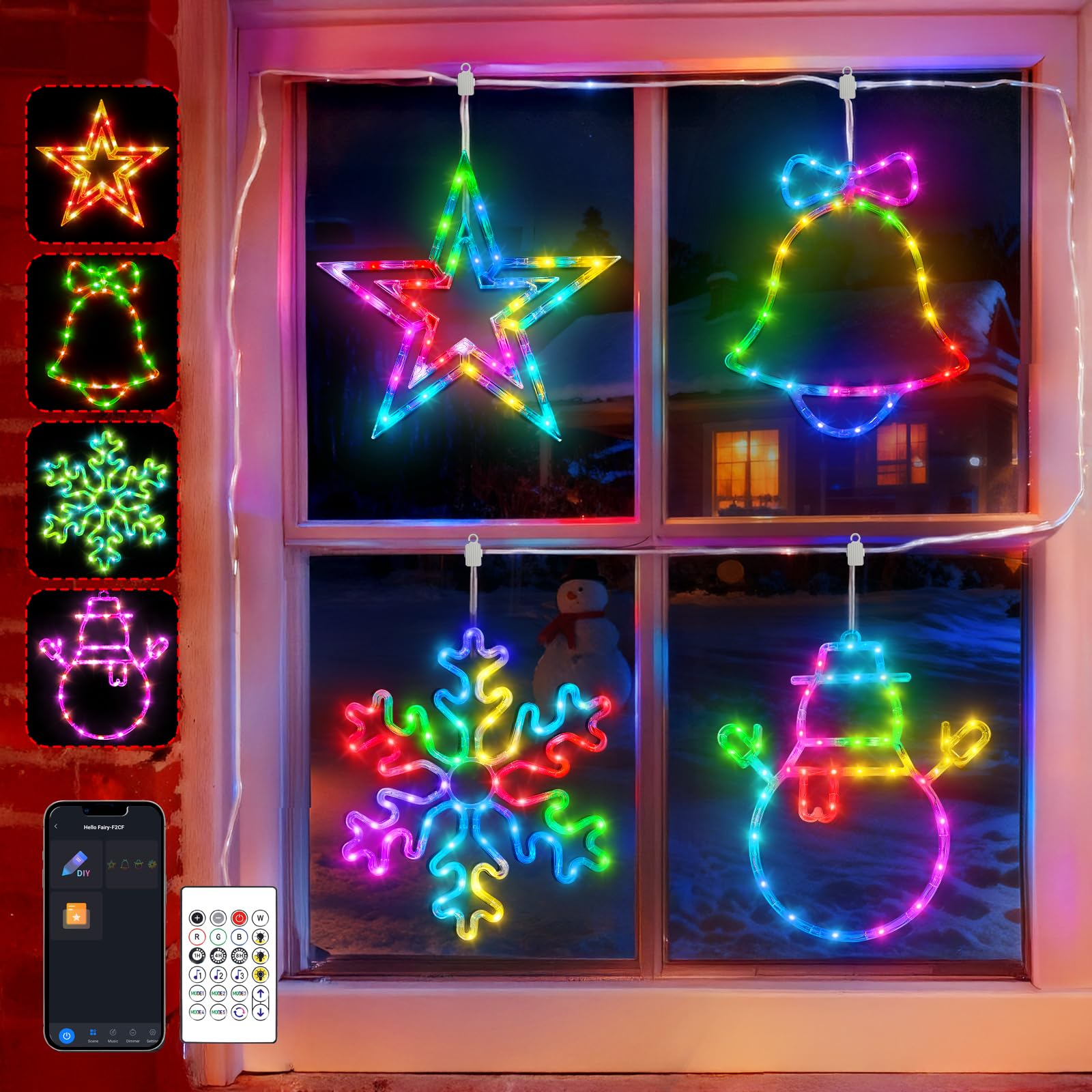 MOZUGUTAO Smart Christmas Window Lights--4 Pcs