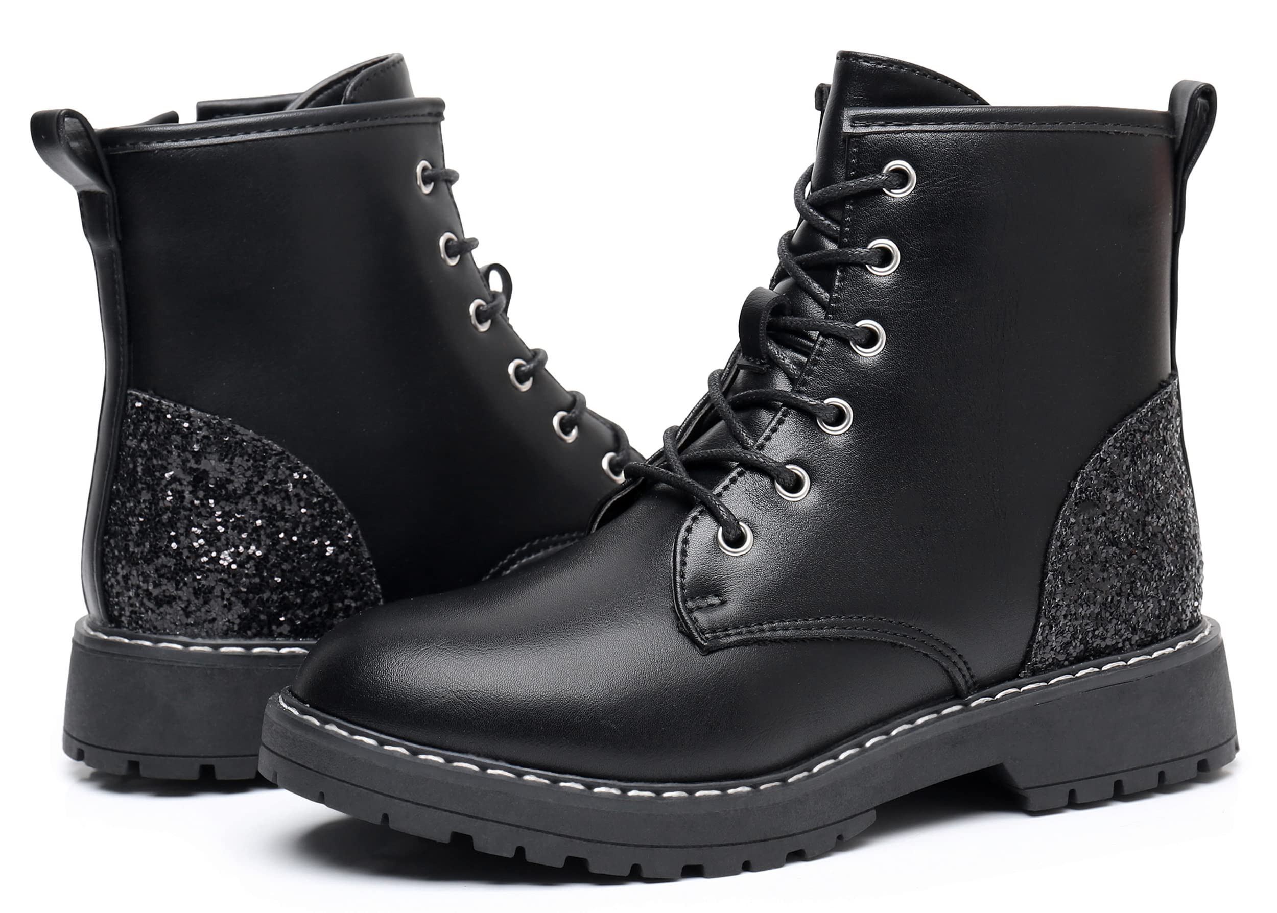 Blikcon Kids Girls Combat Ankle Boots Lace up Inner Zipper Fashion Booties (Little Kid/Big Kid)…