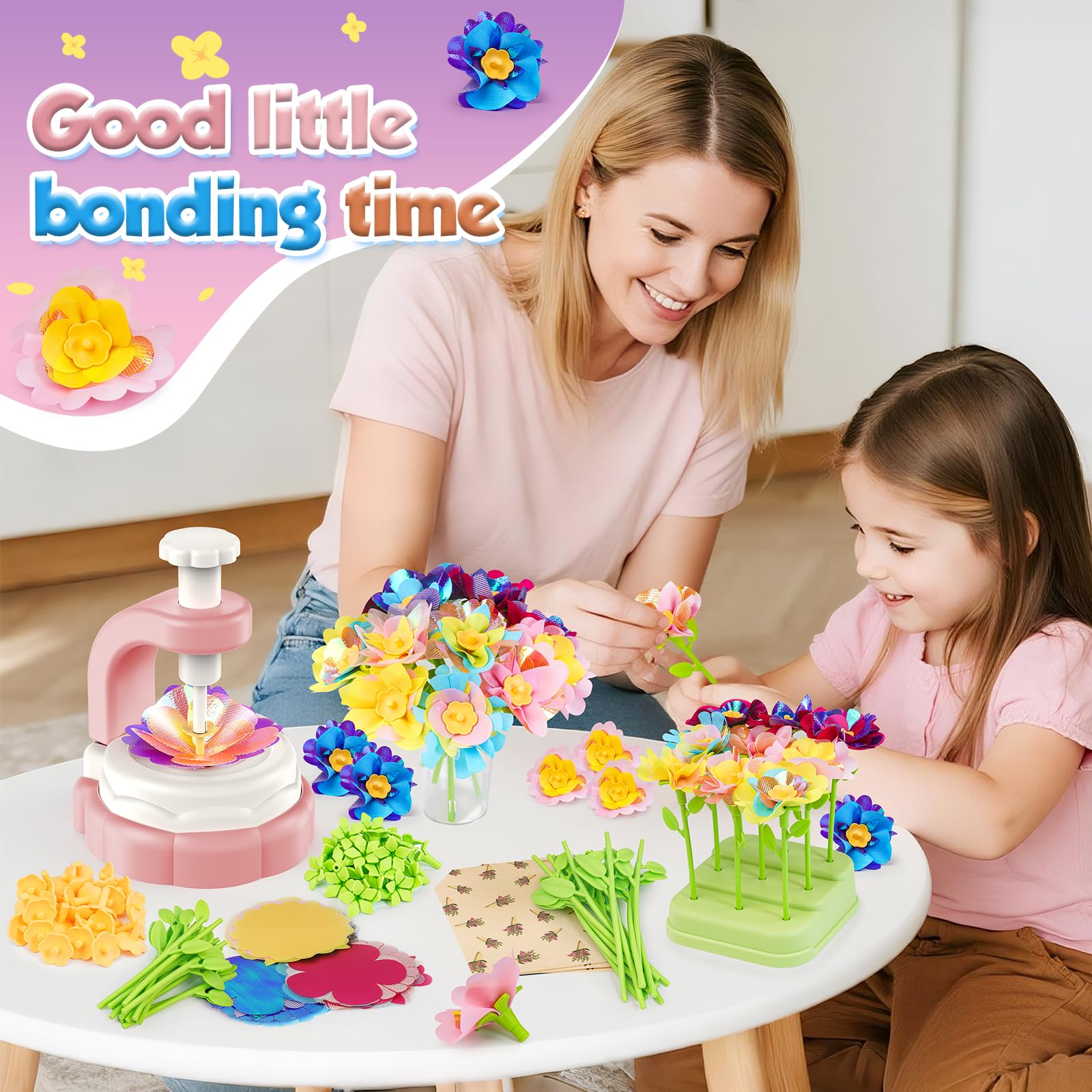 Haozozo Regalo Bambina 4 5 6 7 8 9 10 Anni, Giochi Bambina 4 5 6 7 8 9 10 Anni, DIY Kit Creativo Regalo Bimba 4 5 6 7 8 9 10Anni, Giochi di Composizione Floreale per Bambini