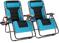 Vista 1 de Sophia & William Juego de 2 sillas de gravedad cero XXL de gran tamaño, acolchadas, ajustables, plegables, reclinables, sillas de gravedad