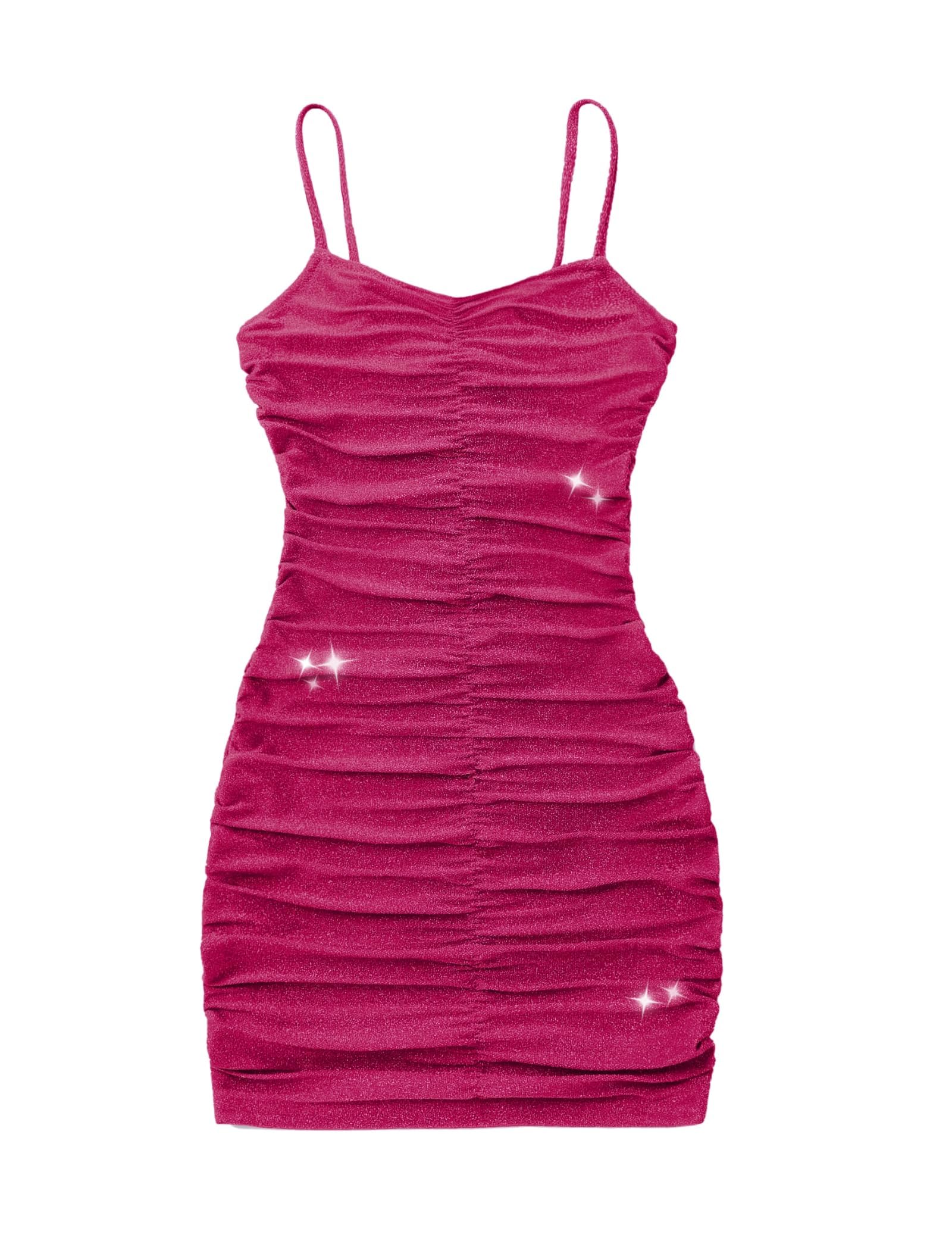 EXARUS Formelles Kleid für Mädchen, langärmelig, Spaghettiträger, Teenager, Party, Tanz, figurbetont, gerüscht, Abschlussball, enganliegend, niedliches Kleid