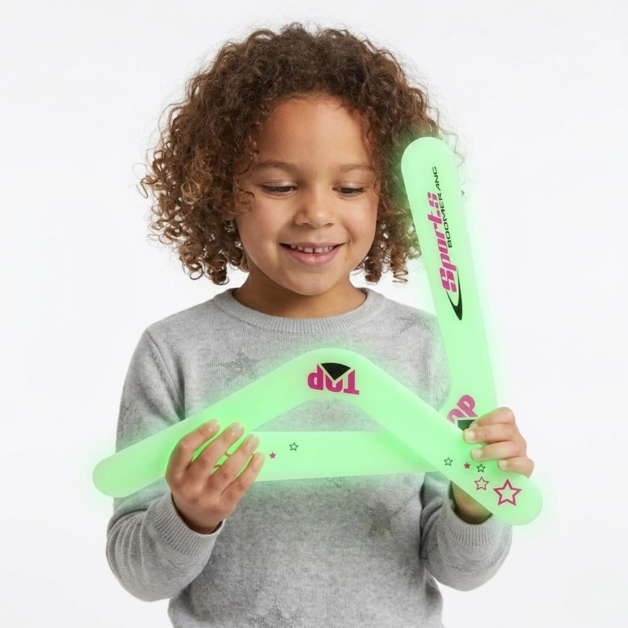 Mallexo Glow in The Dark Lightning Boomerang for Kids & Adult Printed Instruction Returning Flying Spinner Rotatting Boomerangs Outdoor Sports Group Games for Children Birthday (V Shape),Multicolor-image-29