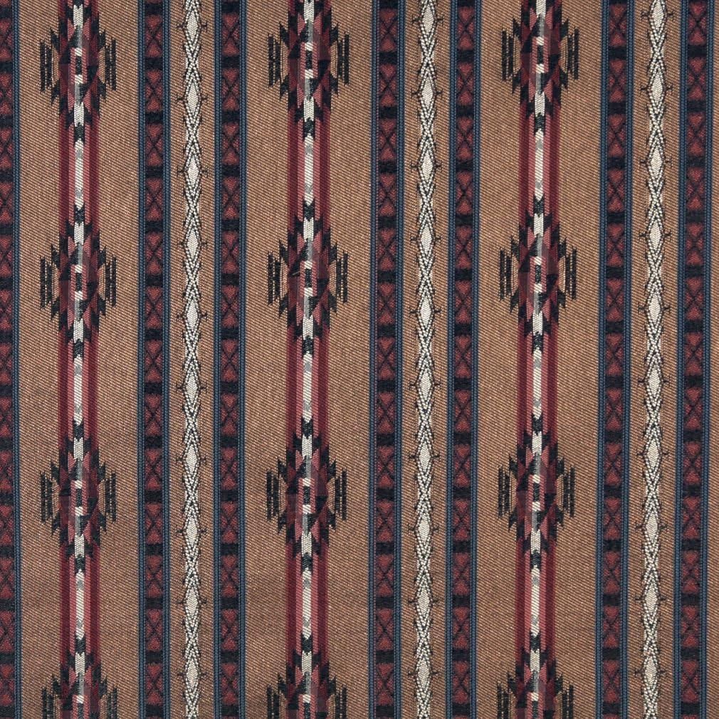 Striped Southwestern Navajo Lodge Style Upholstery Grade Fabric by The Yard - SKU: Terrance Pottery