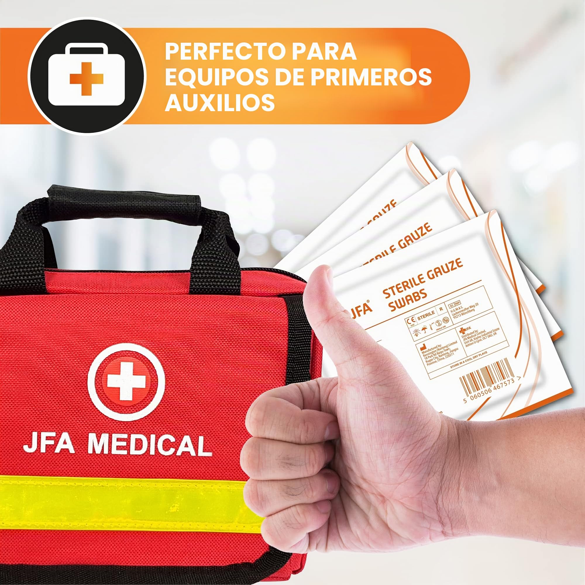 Gasas Estériles 5x5 cm, 100 Unidades (20 Sobres x 5), Envasadas Individualmente, Para Cuidado de Heridas y Primeros Auxilios