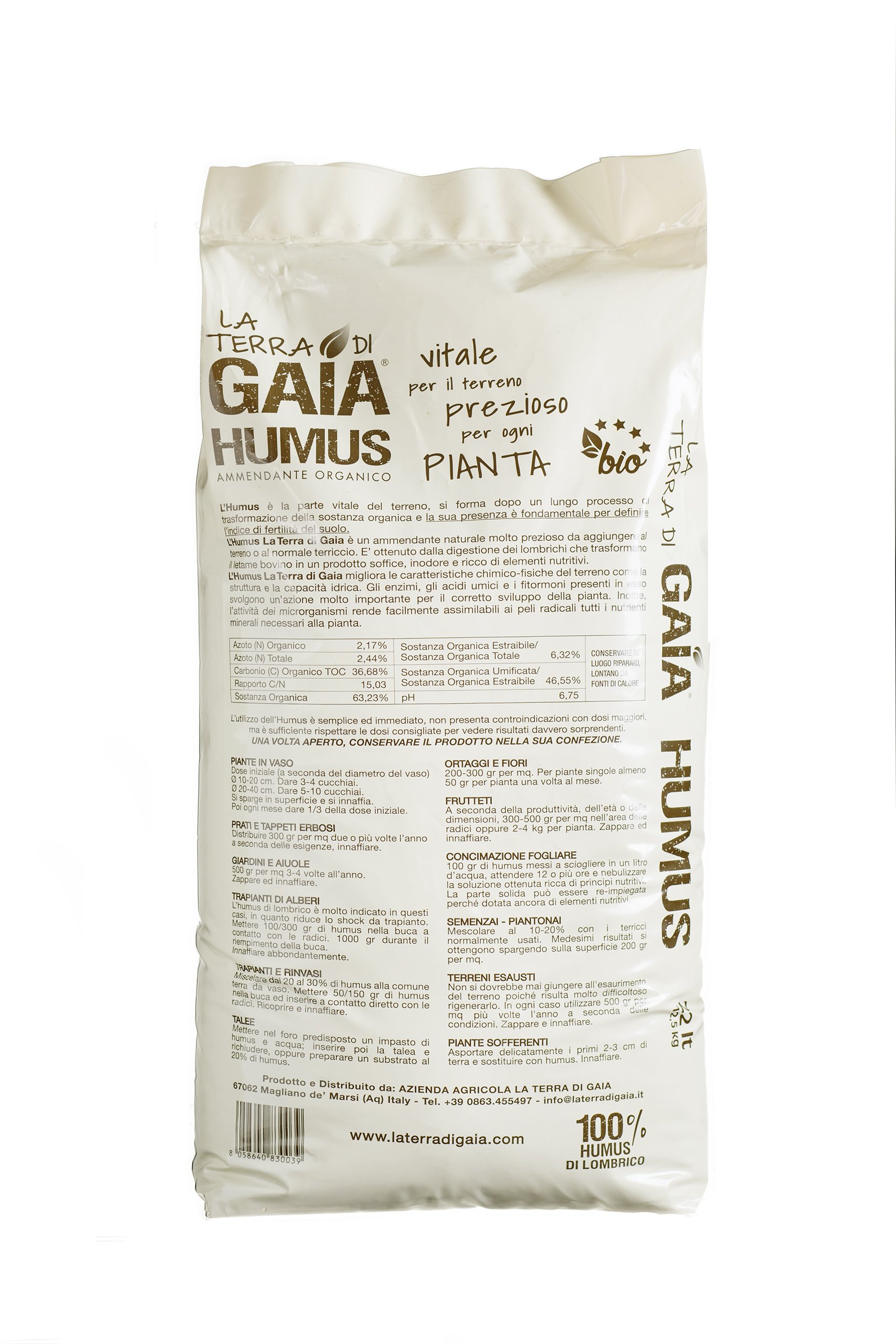 100% Humus di Lombrico - Fertilizzante Biologico PREMIUM - 4 sacchi da 22 l (tot 50 Kg)