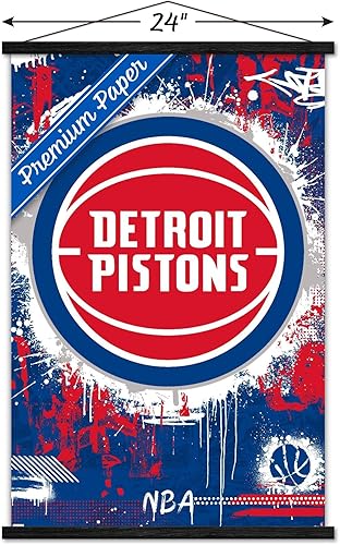 Miniatura 3 de Trends International NBA Detroit Pistons - Póster de pared con logotipo Maximalist 23 con marco magnético