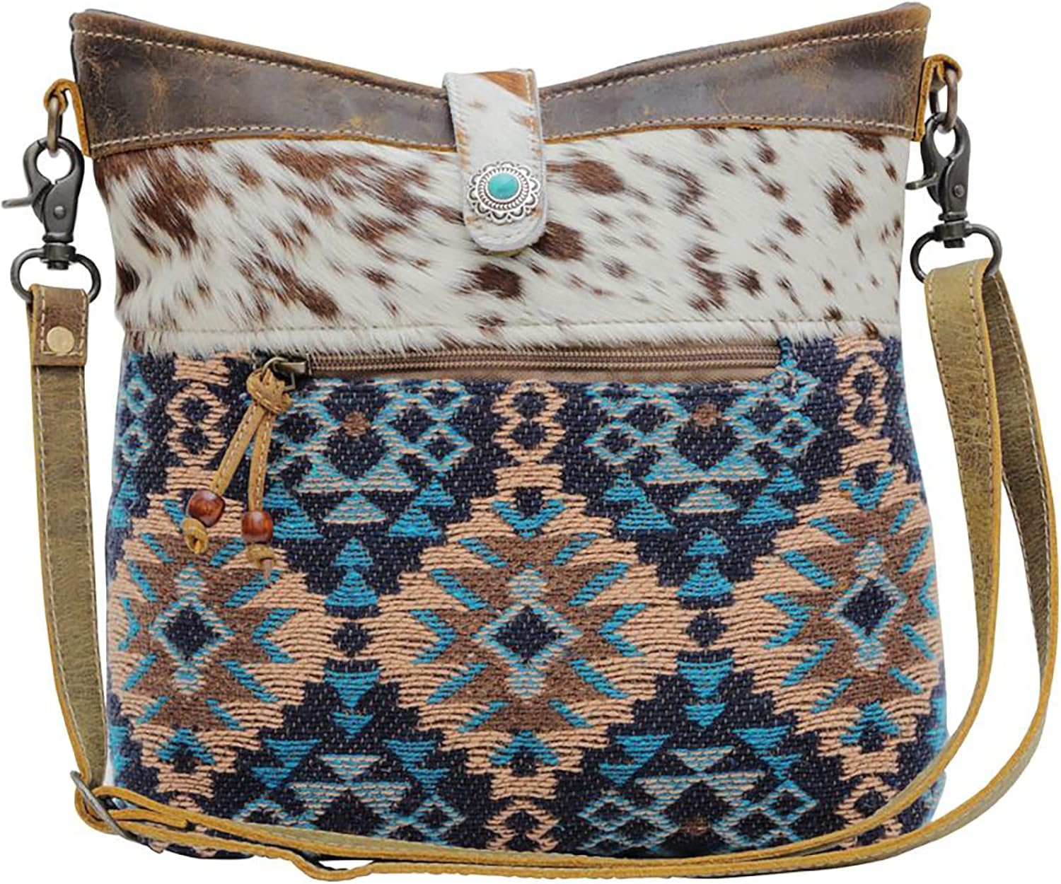 Myra Bag Western Leather Shoulder Bag for Women - Upcycled Canvas Crossbody Vanessia