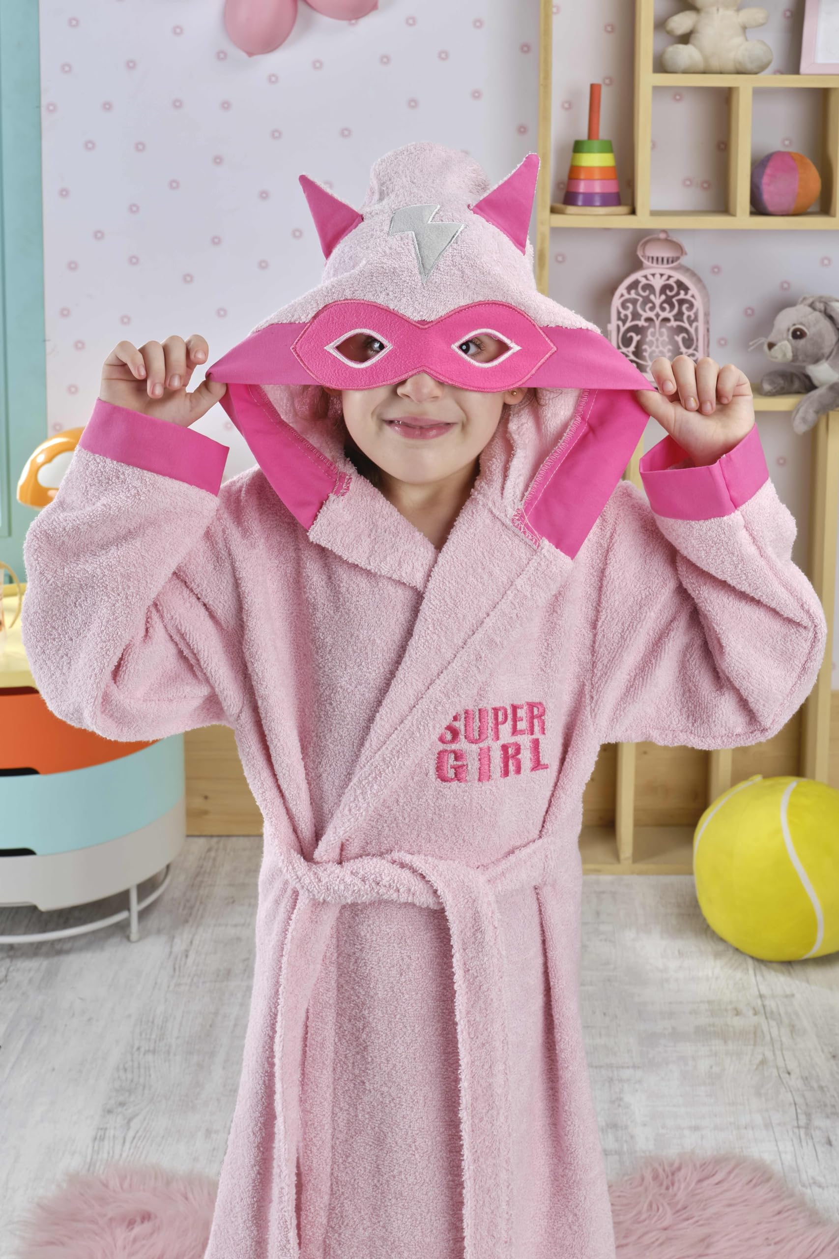 ELY PARKER Bademantel Kinder Frottee, Jungs, Jungen, Mädchen, Handtuch aus Türkische Baumwolle, mit Kapuze Superweich, Saugfähig, Bequem, Dick