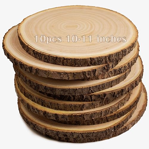 Miniatura 8 de Rebanadas grandes de madera sin terminar para centros de mesa, 1 pieza de 9 a 10 pulgadas, centros de mesa de madera natural para mesas, centros de