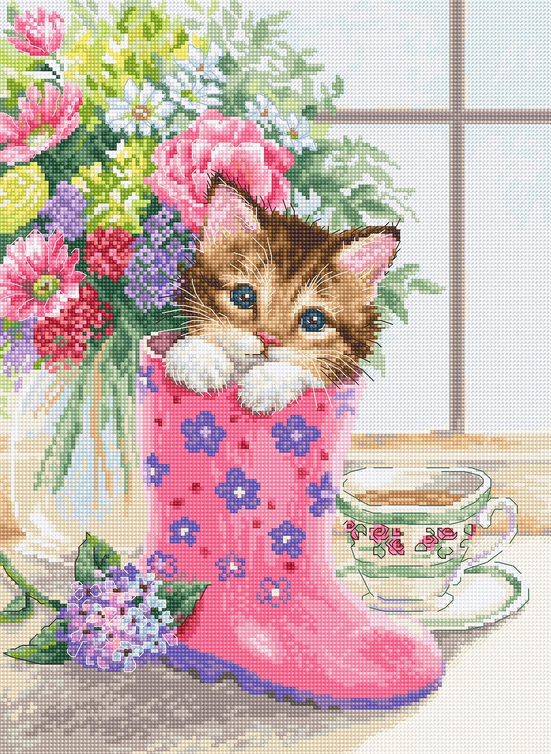 Kit point de croix Joli chaton Luca-S B2390 cadeau idéal loisirs créatifs