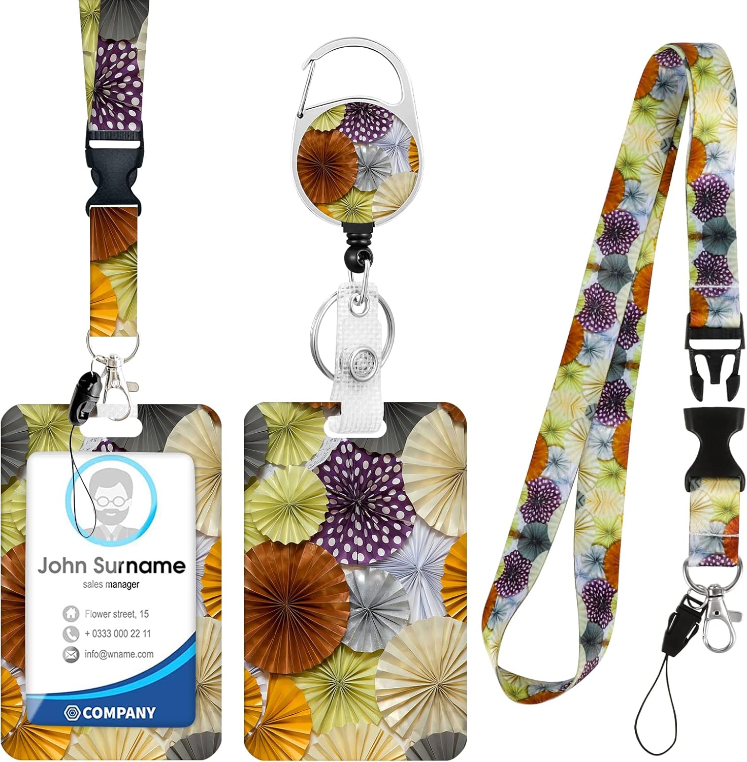 Women ID Badge Holder with Retractable Lanyard, Cute Name