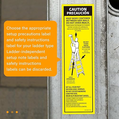 Miniatura 5 de GRONGU FG - Etiquetas adhesivas de seguridad para escalera de tijera, compatibles con Werner, de fibra de vidrio, LFS100, etiquetas de seguridad e