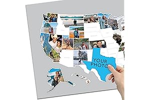 Personalized USA Photo Map - Wooden States Travel Map Sticker Collage