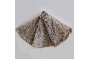 Striped and Mixed Color Faux Fur Christmas Tree Skirt for Tabletop Trees...