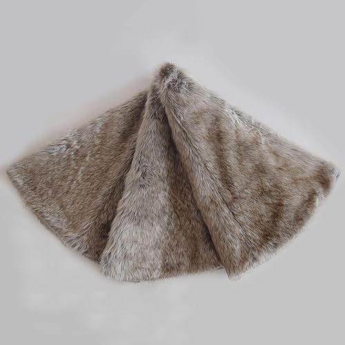 Gireshome Falda de árbol de Navidad extra grande de piel sintética de color gris y marrón de lujo, a rayas grises y beige (60 pulgadas)