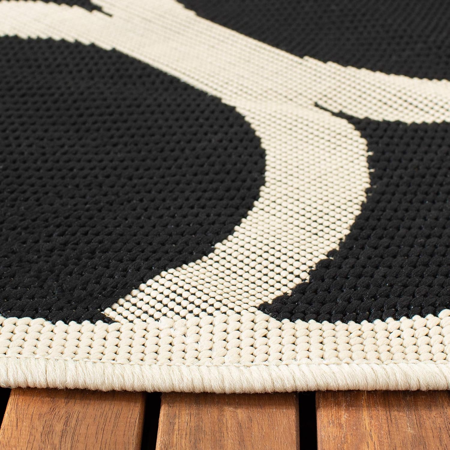 SAFAVIEH Courtyard Collection 7'10" Round Black/Beige CY6243 Moroccan Trellis Indoor/ Outdoor Waterproof Easy Cleaning Patio Backyard Mudroom Area Rug