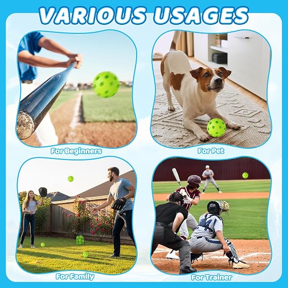 Mototo 12/30/60 Practice Baseballs for Hitting, 2.8 Inch Plastic Soft Baseballs for Practice Lightweight Soft Ball Hollow Training Softball for Sport Pitching Batting