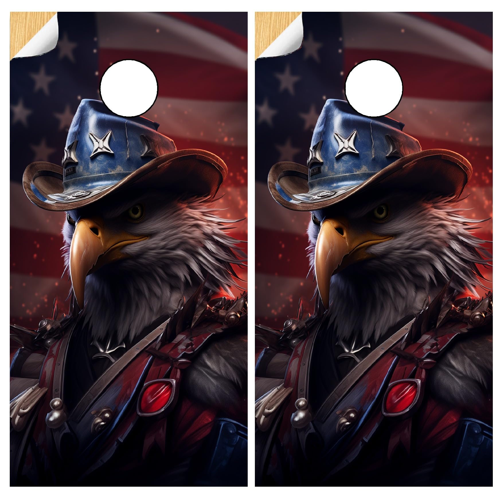 GRAPHIX EXPRESS Cornhole Board Wraps - Cornhole Wraps for Boards - Cornhole Decals for Boards - Cornhole Vinyl Board Wrap - Cornhole Skins for Boards - Cornhole Set - C318 Eagle Cowboy Hat