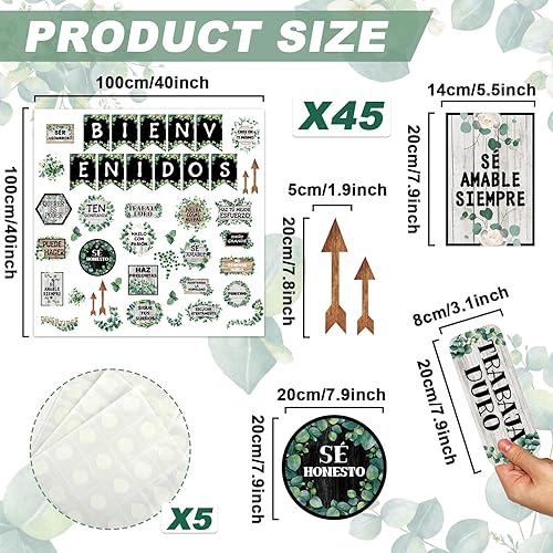 Miniatura 2 de Juego de tablón de anuncios de arcoíris español bohemio para aula, decoración motivacional para profesores, mentalidad de crecimiento, recortes