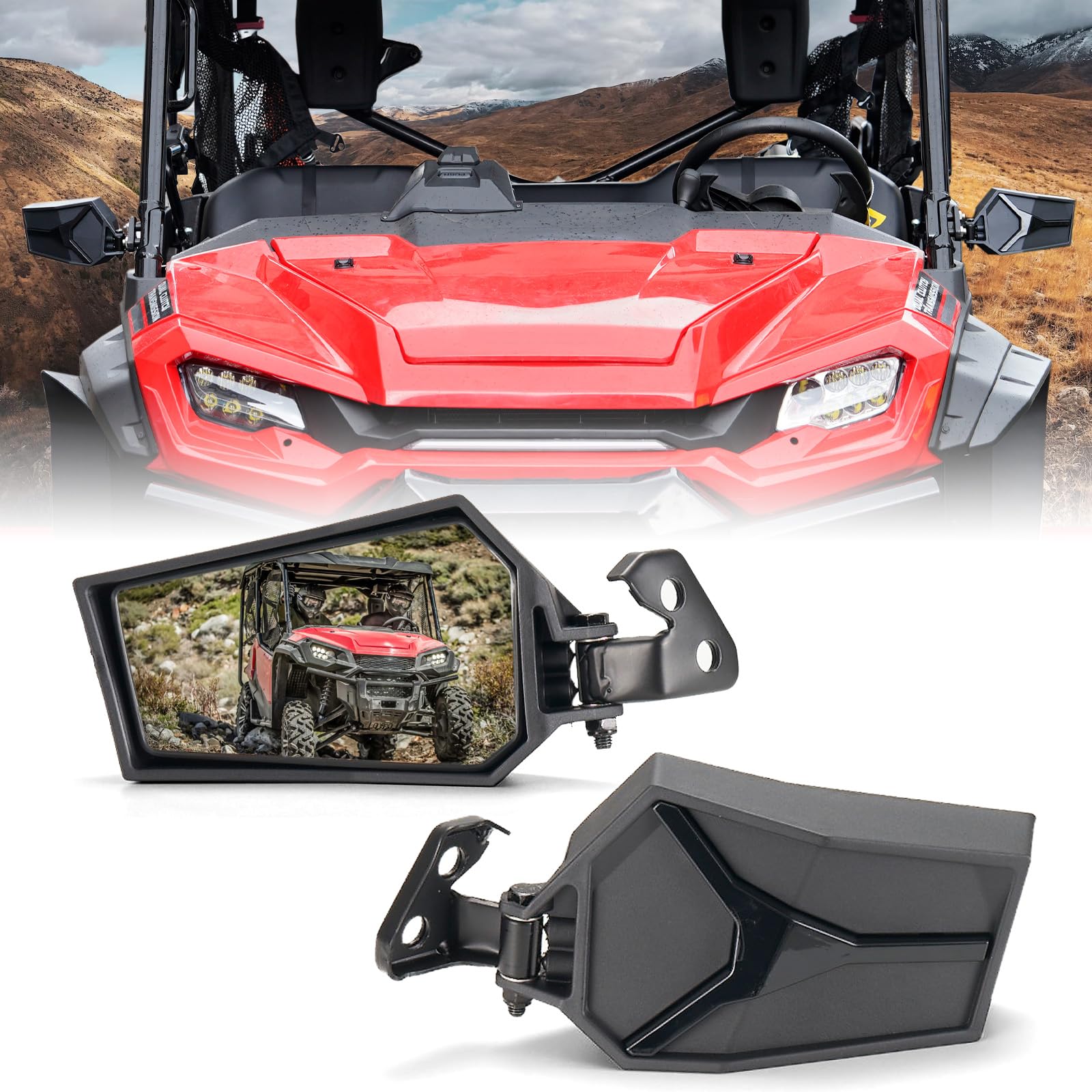 HAKA TOUGH Side Mirrors for Pioneer 1000 Accessories 2016-2023 Rear View Mirror for Pioneer1000 Side View,Replace OEM# 0SV05-HL4-202, 2 PCS