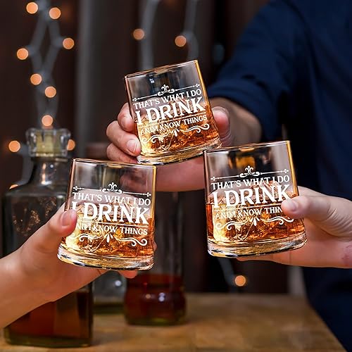 Miniatura 7 de Vasos de whisky divertidos con texto en inglés "I Drink and I Know Things", regalos para hombres o mujeres, festival único, regalos de cumpleaños