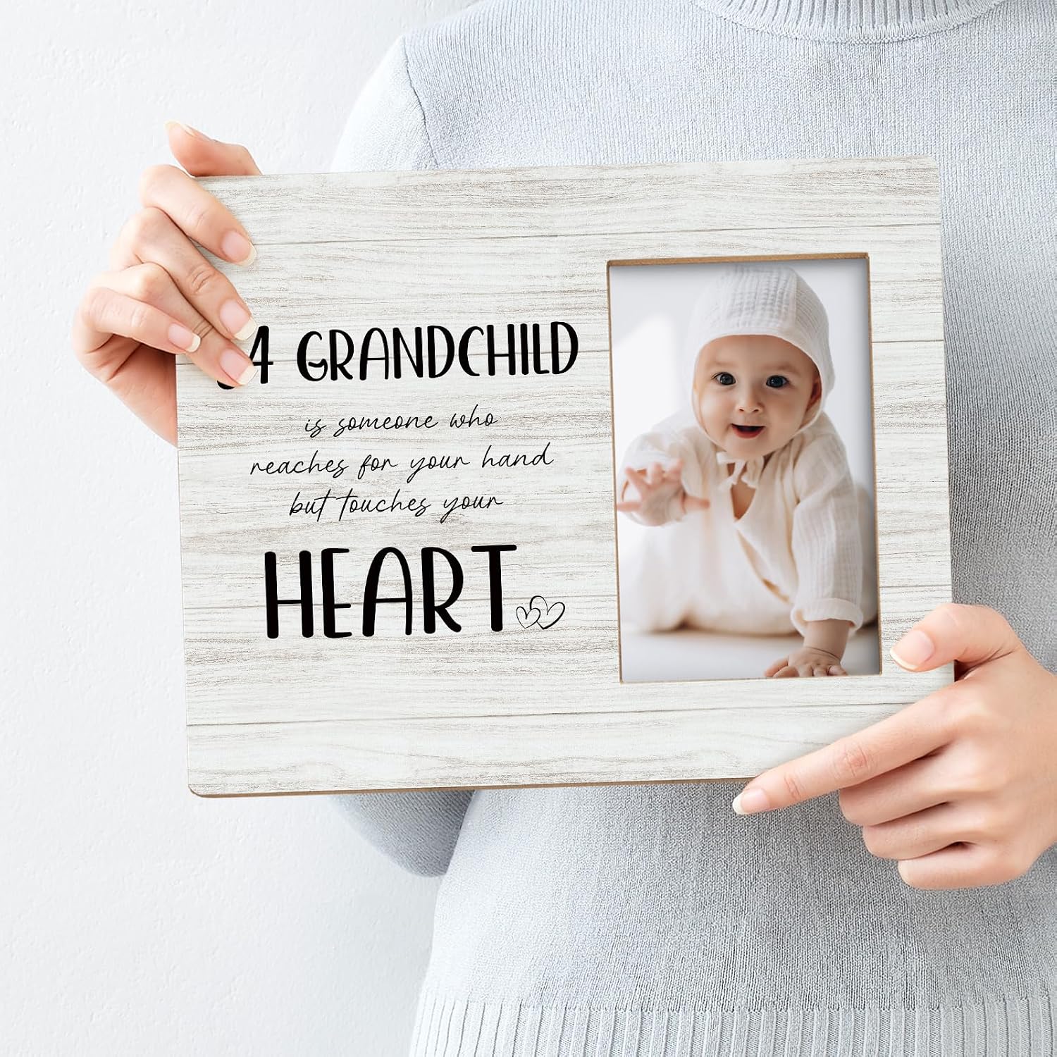 Grandparents Baby Picture Frames, First Time Grandparenrs Gifts from Grandkids, A Grandchild is Someone Who Reaches For Your Hand But Touches Your Heart Photo Picture Frames for 4x6 Photos image 4