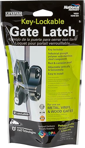 Miniatura 2 de National Hardware V6201 LTCH BLK N346-201 4-916 pulgadas LokkLatch - Cierre automático con llave para puerta en color negro