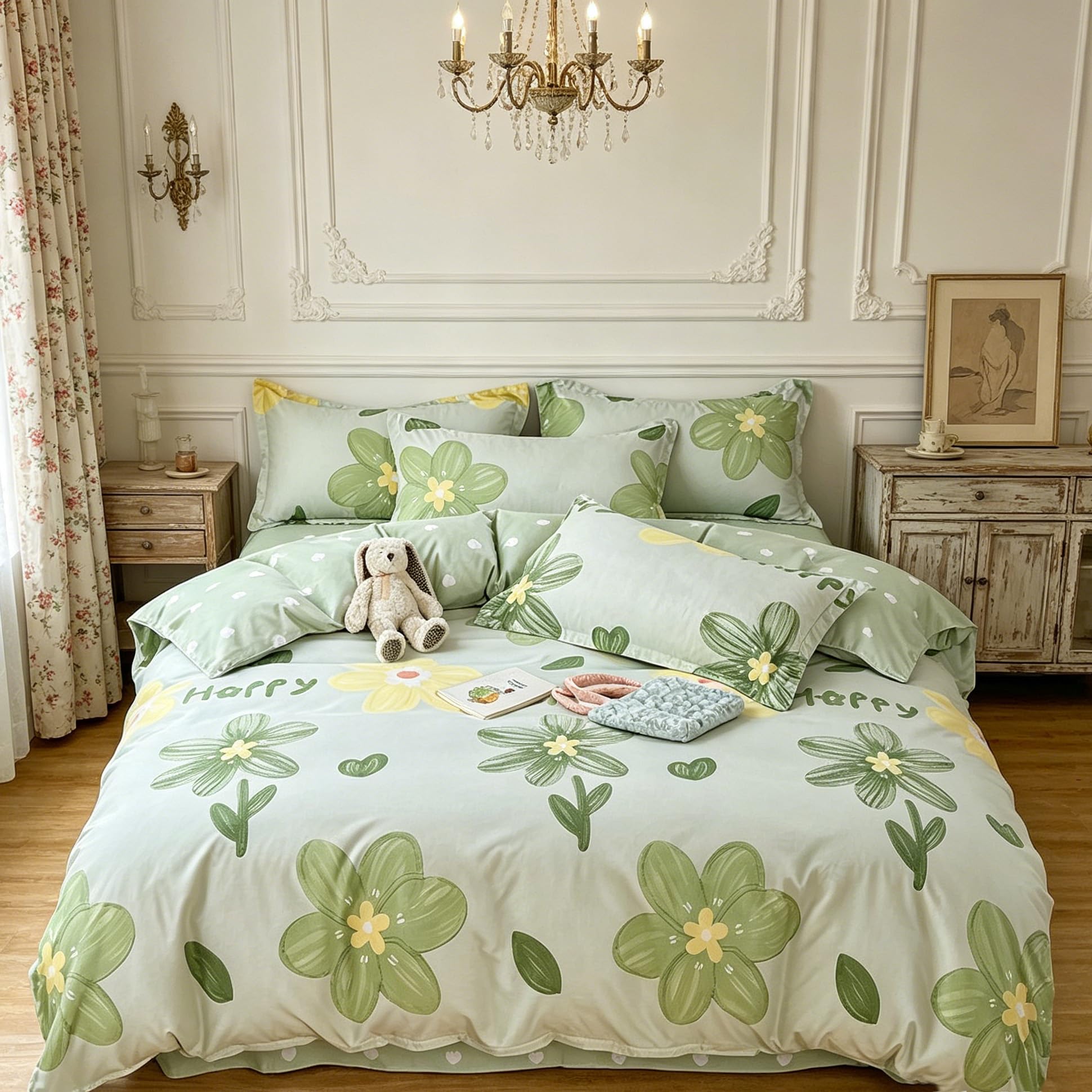 Parure de couette florale verte pour illuminer votre chambre en été
