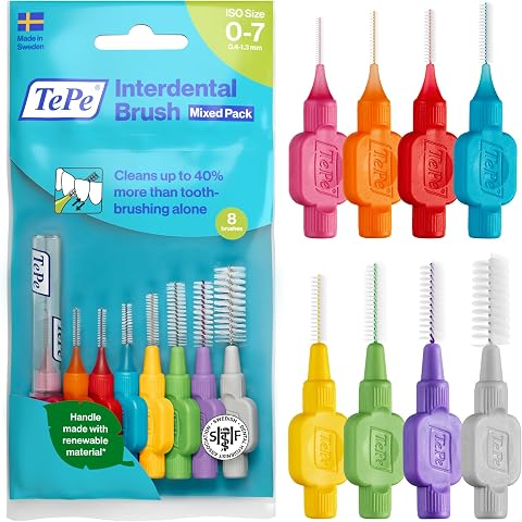 TePe Arayüz Fırçası, Orijinal, Karışık Paket, 0.4-1.3mm/ISO 0-7, 8 adet | Plak Temizleme, Dar ve Geniş Aralıklar İçin Fırça
