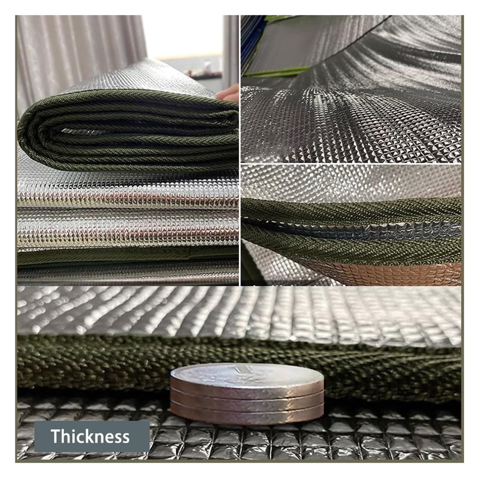 Isomatte, 9 mm dicke isolierte Schaumstoffmatte, doppelseitig feuchtigkeitsbeständig, faltbar und tragbar für Camping und Outdoor