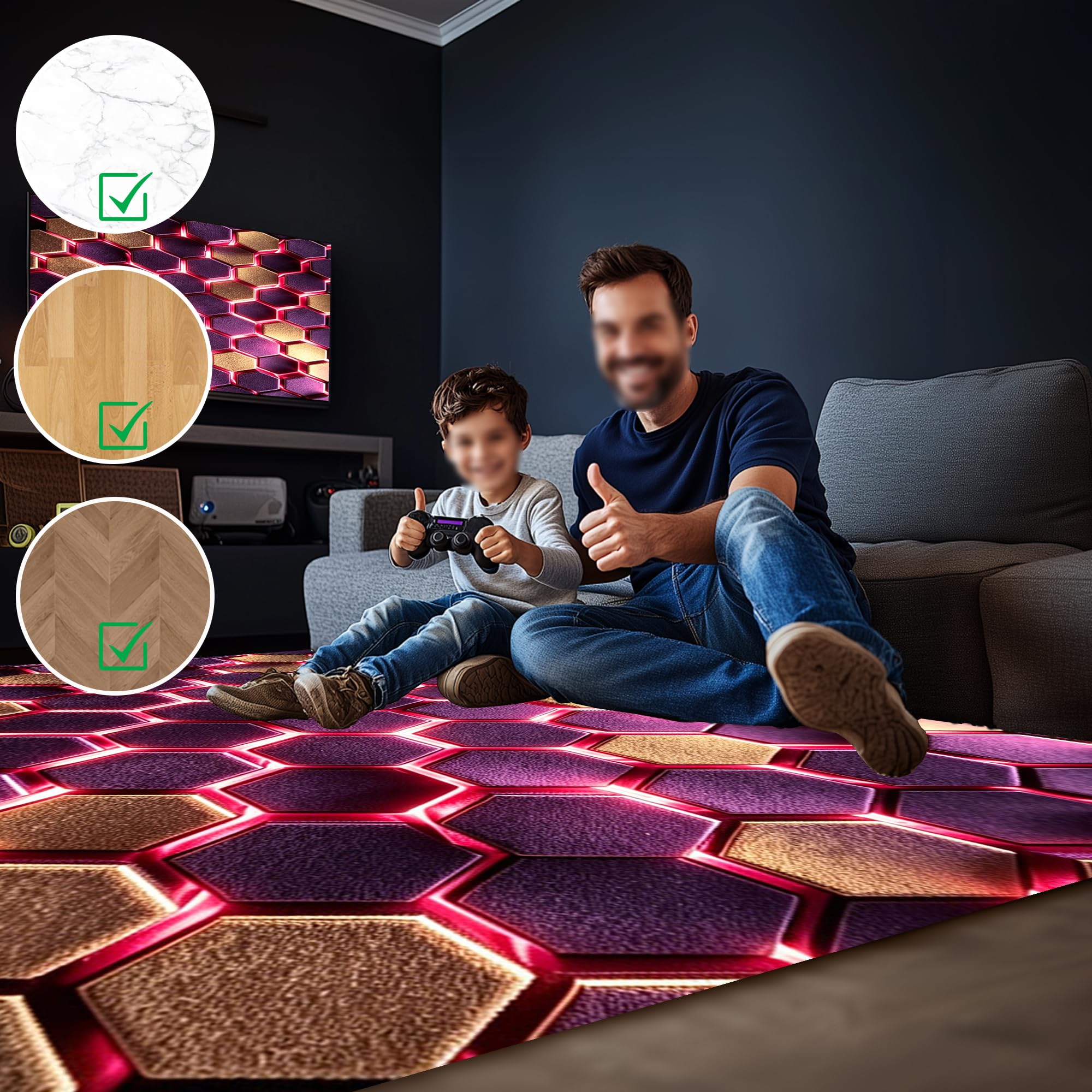 Tapis Chambre Ado Gamer 3D, Tapis Sol Gaming Chambre Garcon Enfant, Tapis De Salon Moderne Antidérapant, Tapis Salle a Manger pour Salon Chambre à Coucher 140 x 160 cm