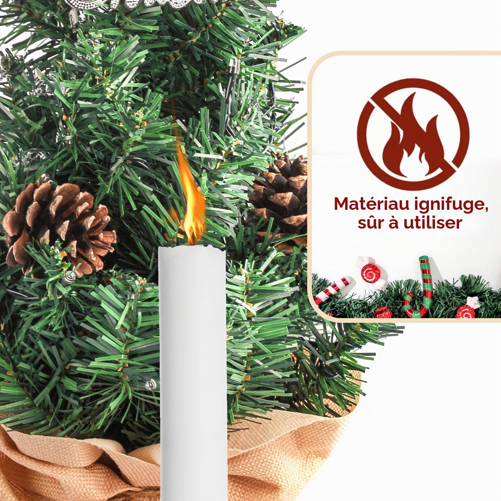 Mini sapin de Noël Petit sapin de Noël avec éclairage LED, décoré artificiellement pour Noël, petit sapin de Noël de table, 60 cm