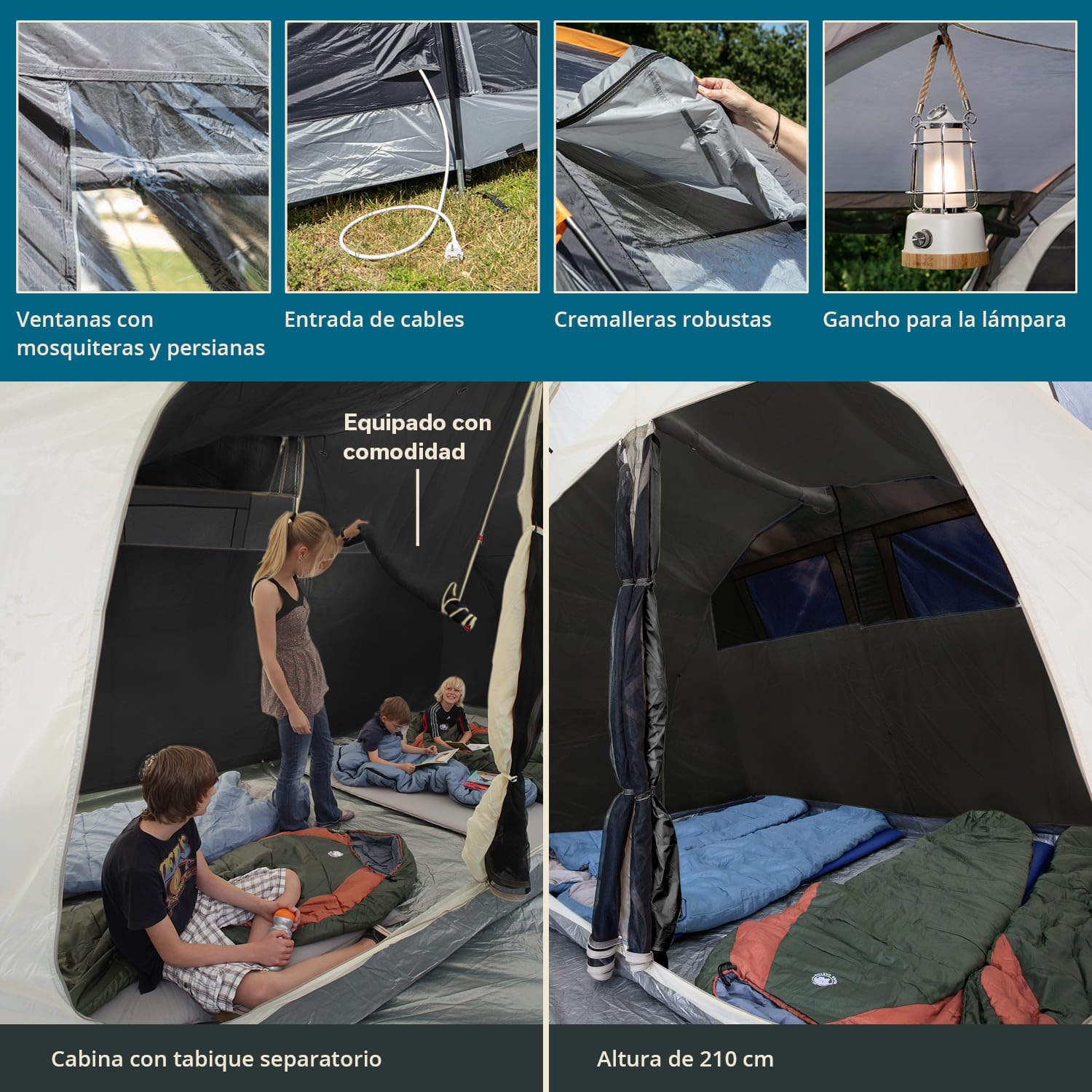 Skandika Gotland 4 Sleeper Protect - Tienda de campaña Familiar - mosquiteras - Suelo Cosido en Forma de bañera - mosquiteras