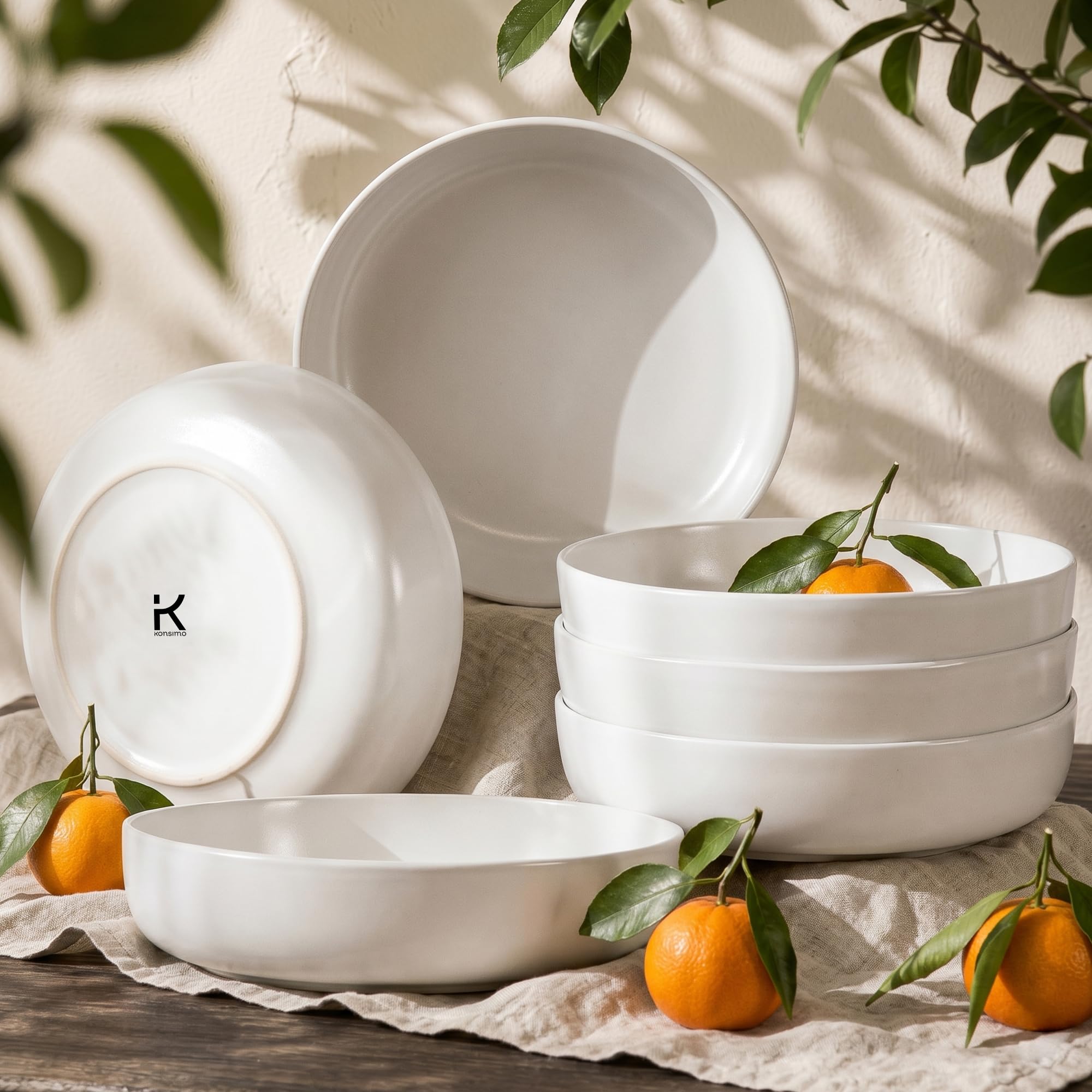 konsimo. VICTO Set 6 Platos Hondos - Platos Vajilla - Set Plato Hondo para 6 Personas - Apto para Microondas y Lavavajillas - Platos Hondos Sopa Modernas - 18,5 cm - Blanco