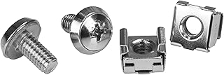 StarTech.com CABSCREWM62 M6 Mounting Screws and Cage Nuts for Server Rack Cabinet - 100 pack, silver cage nuts and mounting screws