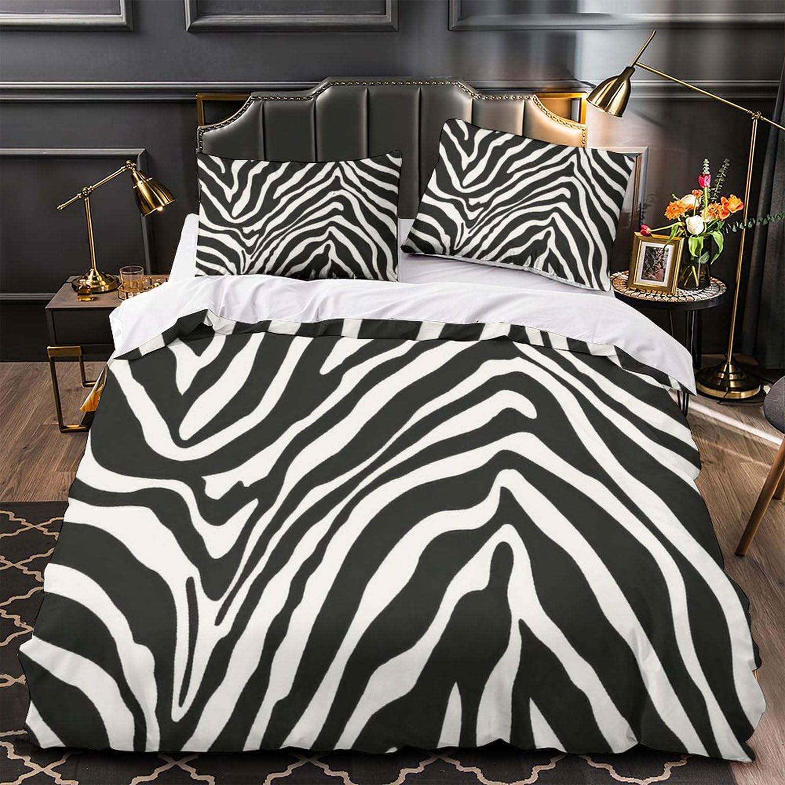 Parure de lit microfibre résistante 3 pièces zèbre super douce imprimée 3D