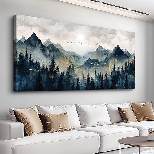 ERQINHUA Canvas Wall Art For Bedroom Wall Decorations For Living Room Modern Office Wall Decor Abstract Watercolour Painting Mountain Landscape Pictures Printed Artwork Home Decor 20"X40"