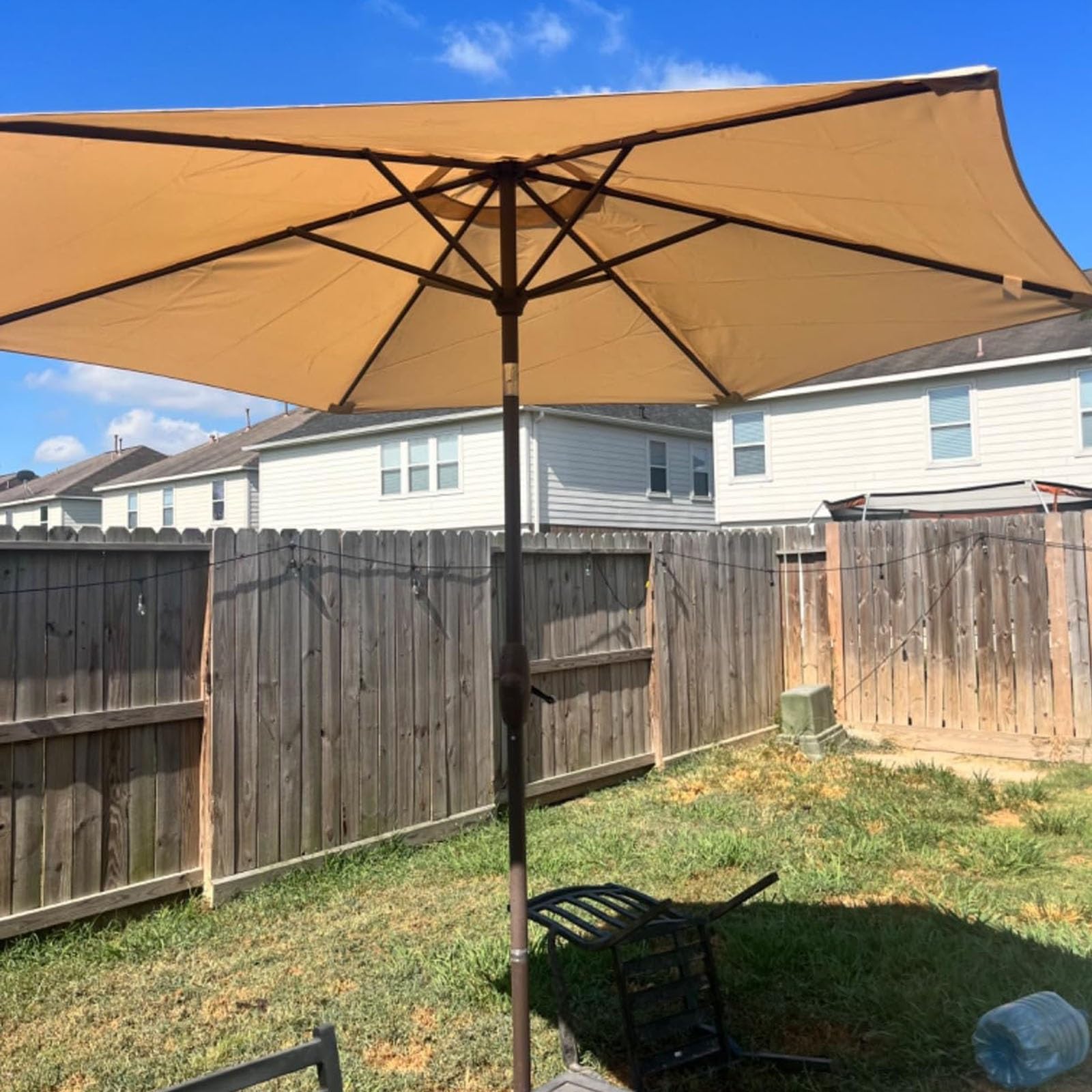 Auvent De Remplacement pour Parasol - Toile Déporté 6/8 Baleines, Housse De Rechange D'extérieur en Polyester Anti UV 50+ (Khaki, 8 RIBS/350CM/11.5FT)