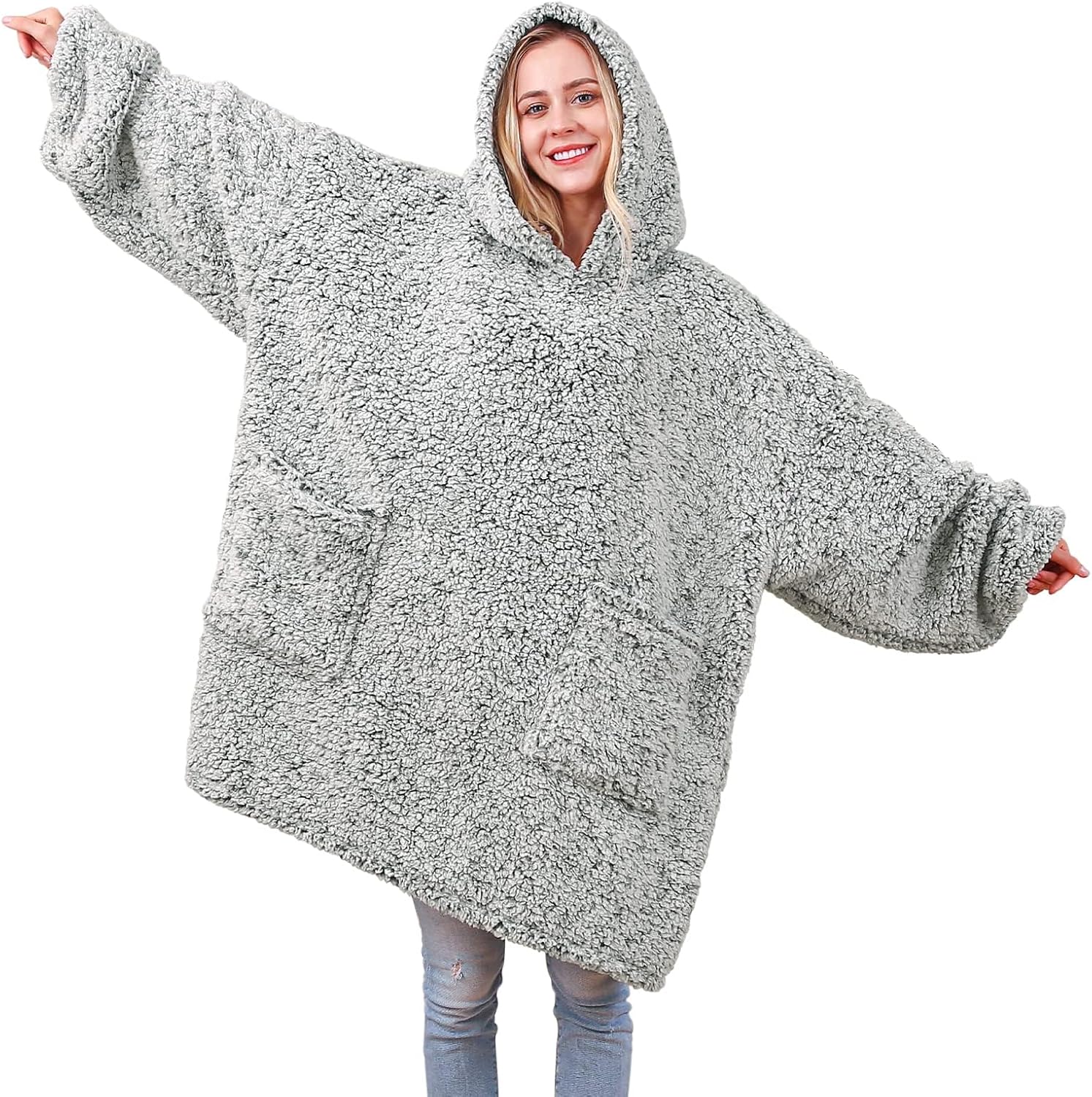 greenoak Blanket Hoodie Oversized Sherpa Wearable Blanket