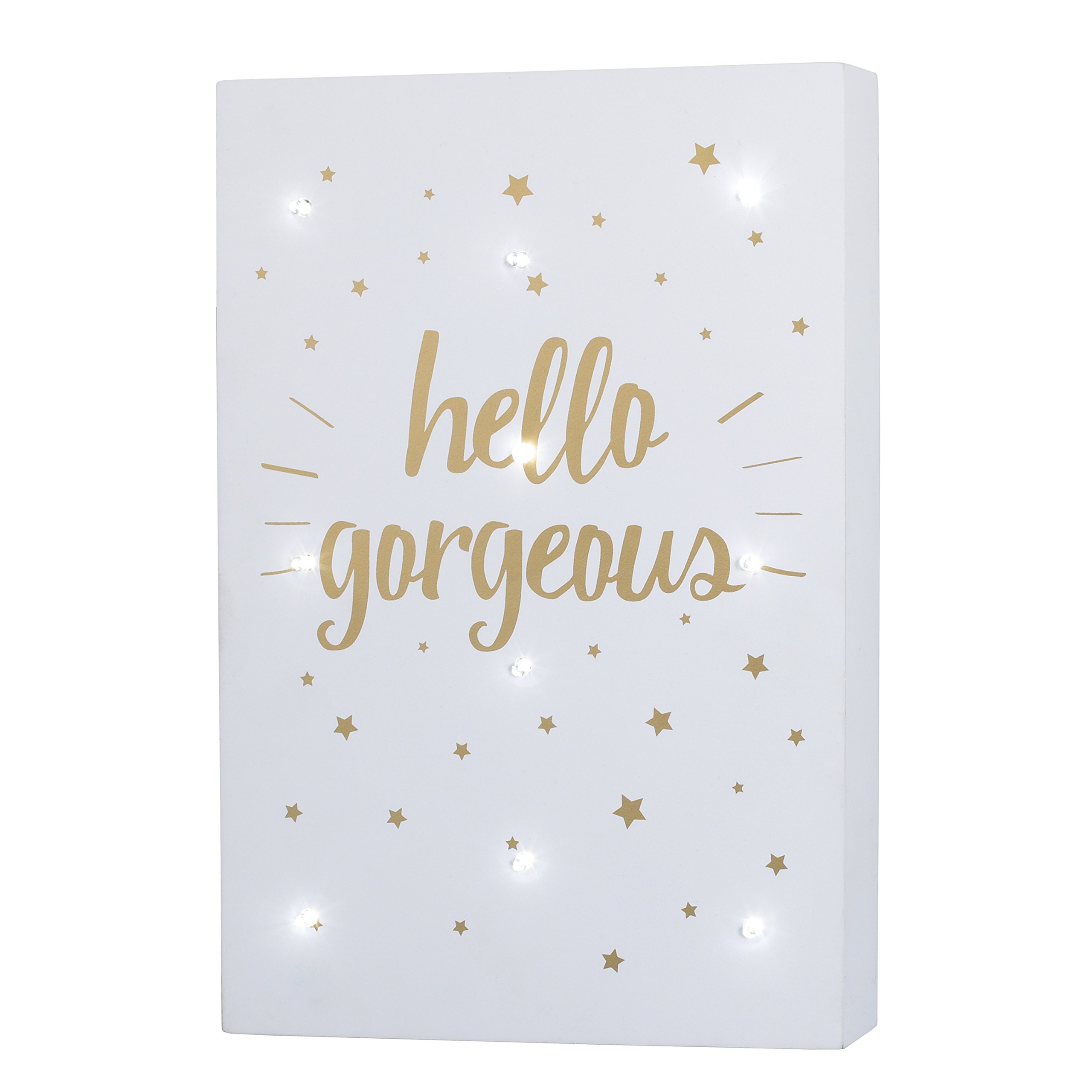 NoJoLittle Love Celestial Lighted Wall Decor, Hello Gorgeous, Gold/White