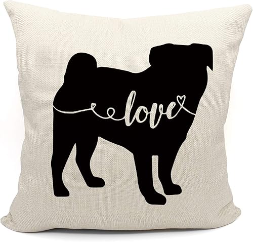 Mancheng-zi Regalos de pug para los amantes de los pug, fundas de almohada de pug de 18 x 18, reservadas para la almohada del perro, regalos de pug,
