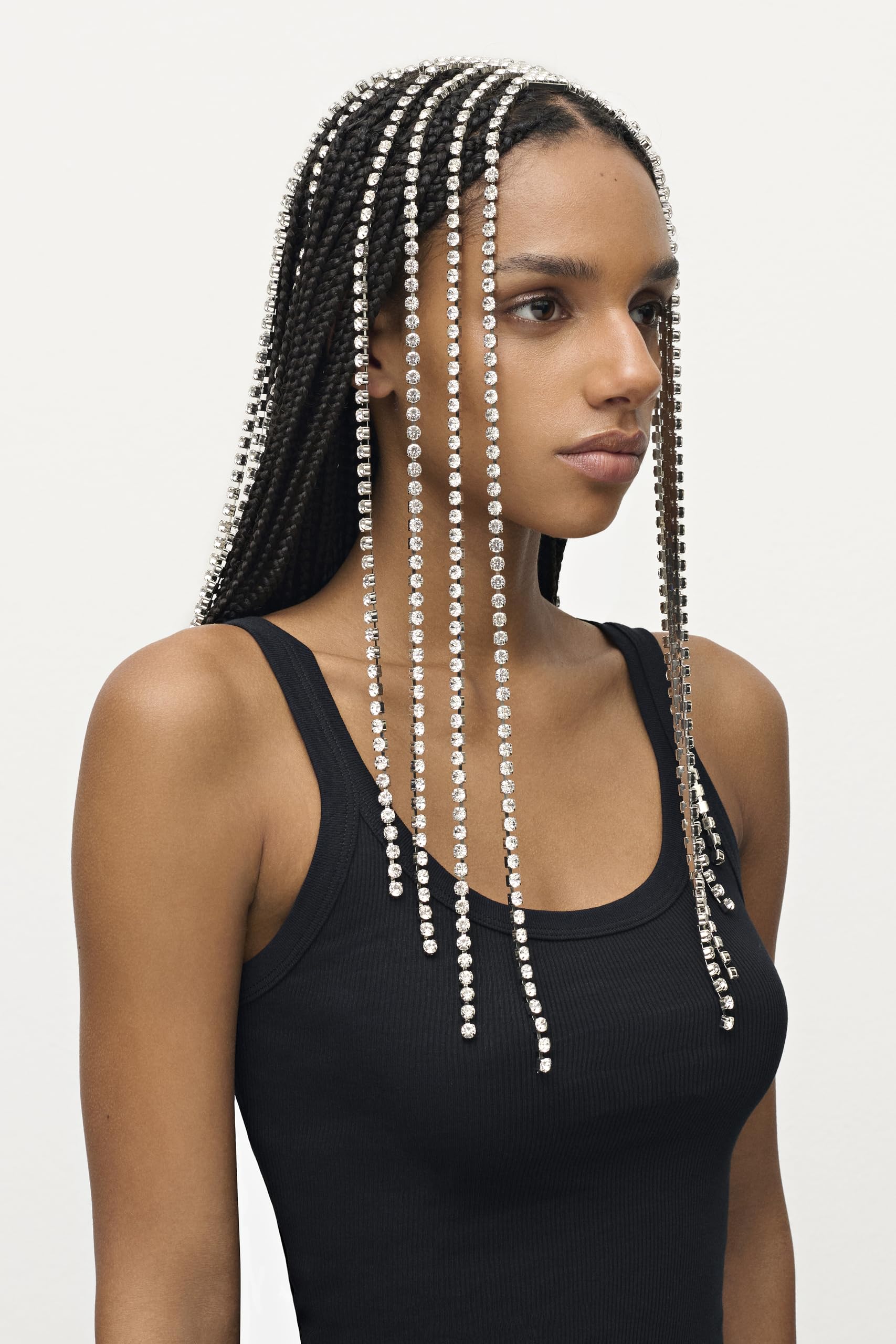 AREA Crystal Fringe Headband Silver