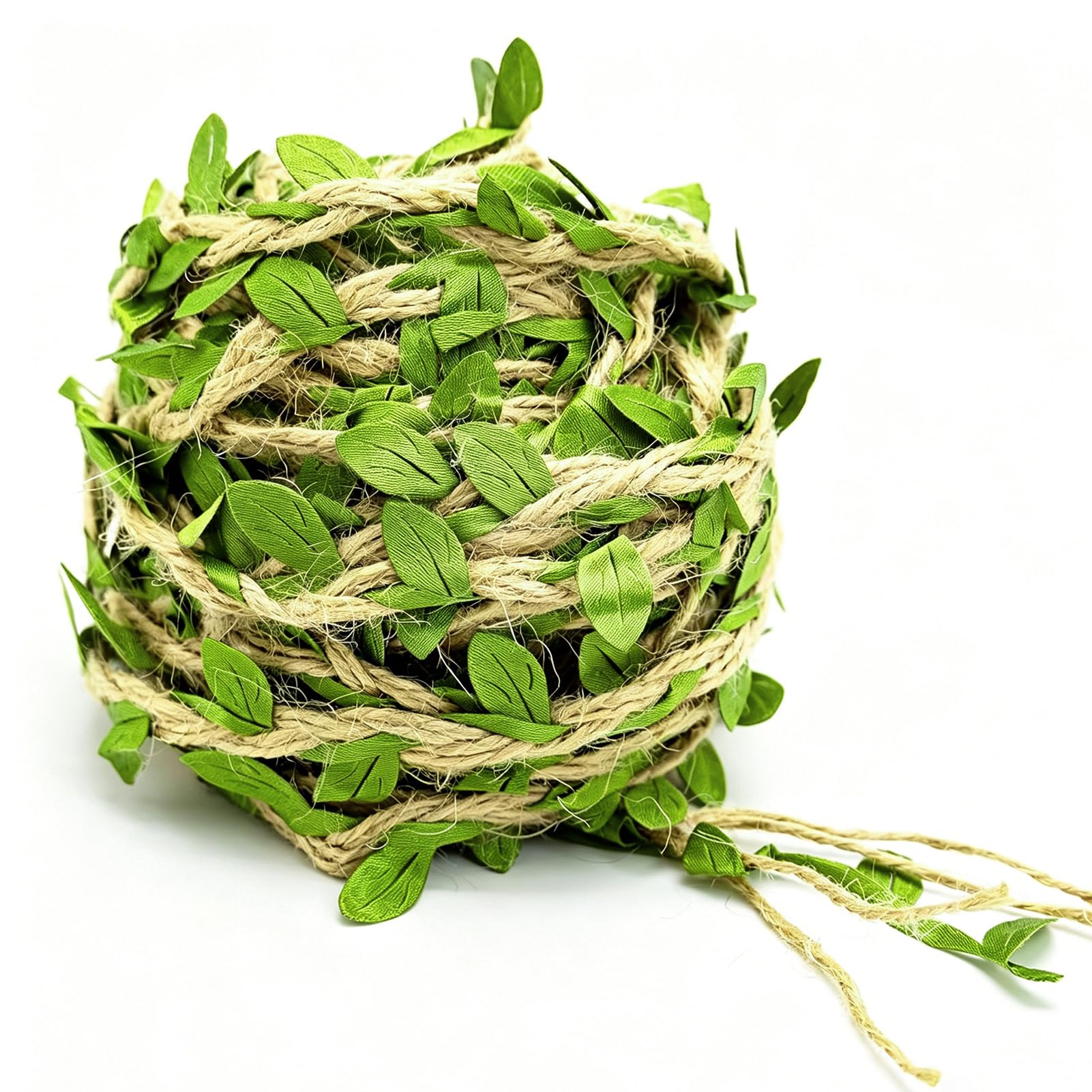 Rebecaskyens Green,Brown Green Leaves Jute,Twine String, Twine,Leaf Ribbon, Natural Jute Twine String 32 Feet10m Wedding Party Favor Home Garden Decoration Jute Twine Leaf Rope