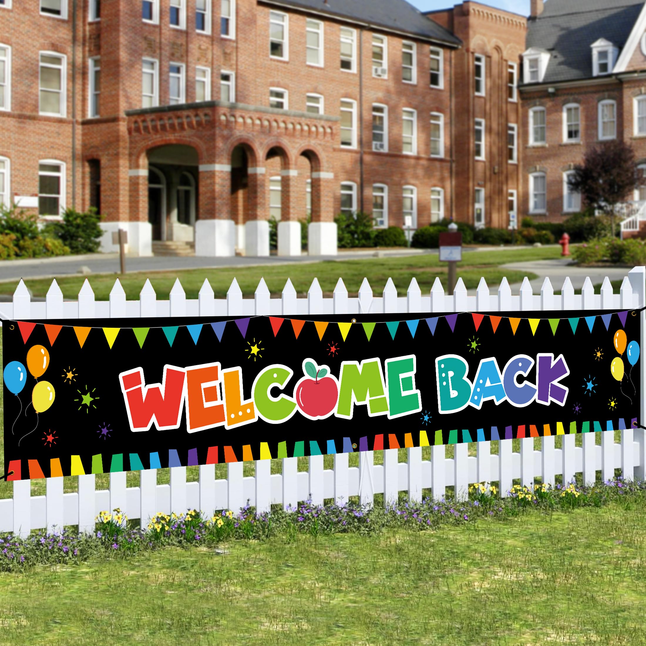 Welcome Back To School Banner Back To School Supplies First Day of School Sign for Yard School Classroom Bulletin Board Backdrop Decorations (9.8 X 1.6ft)
