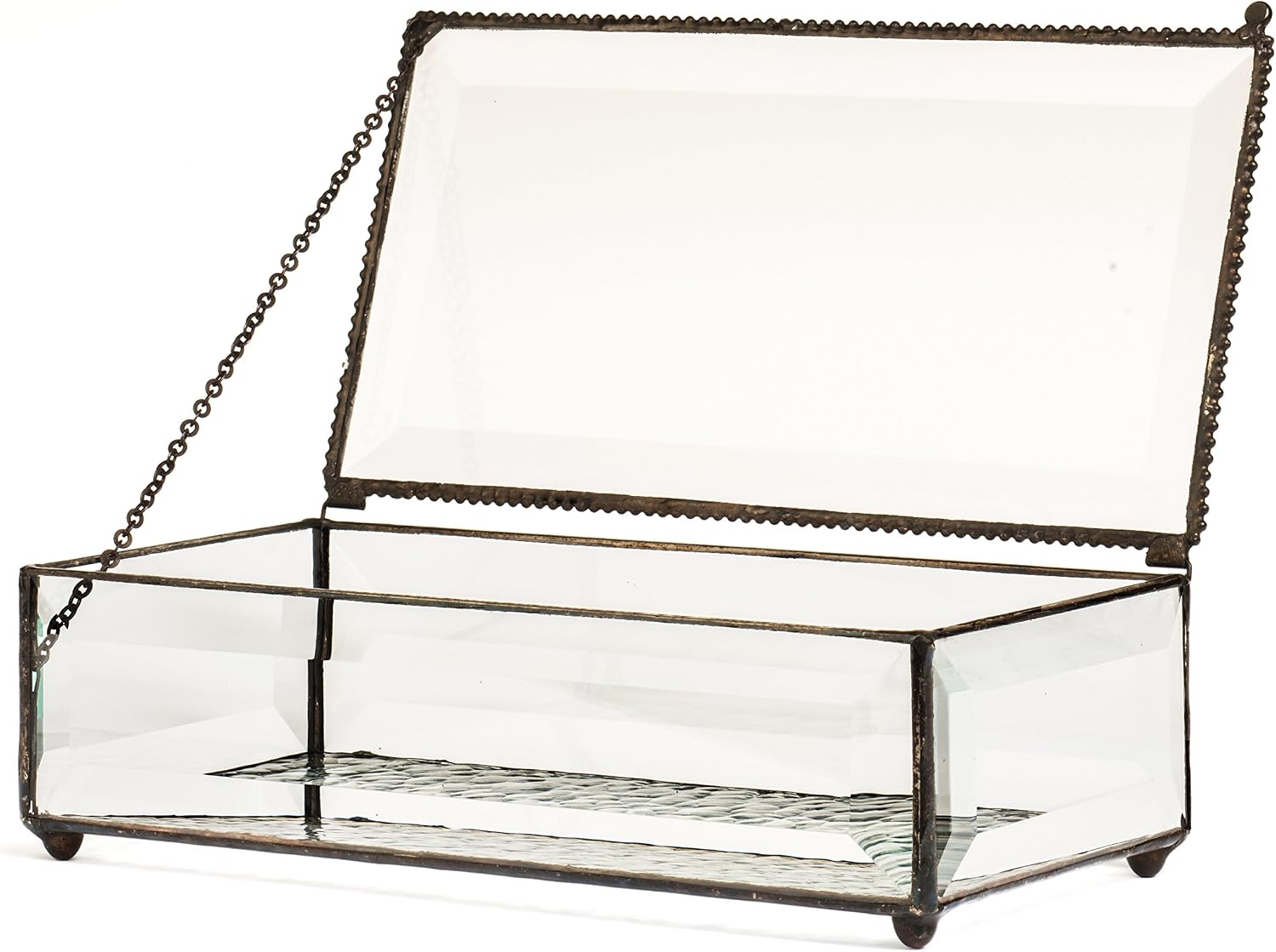J Devlin Box 830 Large Clear Beveled Glass Jewelry Keepsake Box Home Decor Display